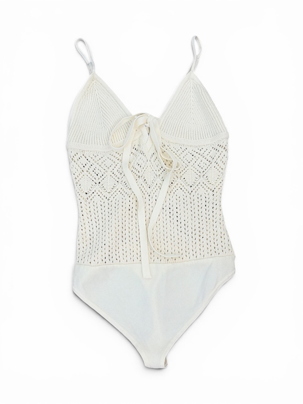 Abercrombie & Fitch Cream Crochet Knit coastal grandmother boho bodysuit . Small - Picture 4 of 8